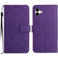 For Samsung Galaxy A04e / F04 / M04 4G Rhombic Grid Texture Leather Phone Case(Purple)