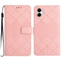 For Samsung Galaxy A05 Rhombic Grid Texture Leather Phone Case(Pink)