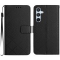 For Samsung Galaxy A05s Rhombic Grid Texture Leather Phone Case(Black)