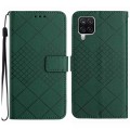 For Samsung Galaxy A12 5G/4G / M12 / F12 Rhombic Grid Texture Leather Phone Case(Green)
