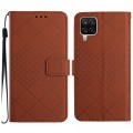 For Samsung Galaxy A12 5G/4G / M12 / F12 Rhombic Grid Texture Leather Phone Case(Brown)