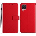 For Samsung Galaxy A22 4G Rhombic Grid Texture Leather Phone Case(Red)