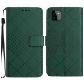 For Samsung Galaxy A22 5G Rhombic Grid Texture Leather Phone Case(Green)