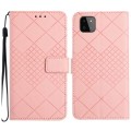 For Samsung Galaxy A22 5G Rhombic Grid Texture Leather Phone Case(Pink)