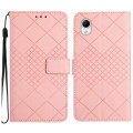 For Samsung Galaxy A23 5G JP Rhombic Grid Texture Leather Phone Case(Pink)