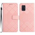 For Samsung Galaxy A51 4G / M40S Rhombic Grid Texture Leather Phone Case(Pink)