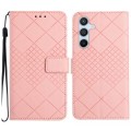 For Samsung Galaxy A54 5G Rhombic Grid Texture Leather Phone Case(Pink)