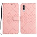 For Samsung Galaxy A70 / A70s Rhombic Grid Texture Leather Phone Case(Pink)