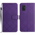 For Samsung Galaxy A71 5G Rhombic Grid Texture Leather Phone Case(Purple)