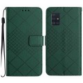 For Samsung Galaxy A71 5G Rhombic Grid Texture Leather Phone Case(Green)