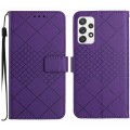 For Samsung Galaxy A73 5G Rhombic Grid Texture Leather Phone Case(Purple)