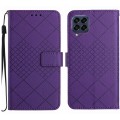 For Samsung Galaxy M53 5G Rhombic Grid Texture Leather Phone Case(Purple)