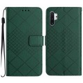 For Samsung Galaxy Note10+ Rhombic Grid Texture Leather Phone Case(Green)