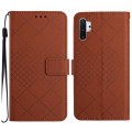 For Samsung Galaxy Note10+ Rhombic Grid Texture Leather Phone Case(Brown)