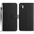 For Samsung Galaxy Note10+ Rhombic Grid Texture Leather Phone Case(Black)