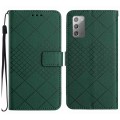 For Samsung Galaxy Note20 Rhombic Grid Texture Leather Phone Case(Green)