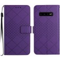 For Samsung Galaxy S10 Rhombic Grid Texture Leather Phone Case(Purple)