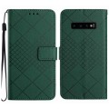 For Samsung Galaxy S10 Rhombic Grid Texture Leather Phone Case(Green)