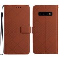 For Samsung Galaxy S10 Rhombic Grid Texture Leather Phone Case(Brown)
