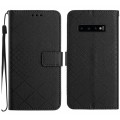 For Samsung Galaxy S10+ Rhombic Grid Texture Leather Phone Case(Black)