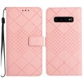 For Samsung Galaxy S10+ Rhombic Grid Texture Leather Phone Case(Pink)