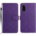 For Samsung Galaxy S20 Rhombic Grid Texture Leather Phone Case(Purple)