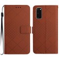 For Samsung Galaxy S20 Rhombic Grid Texture Leather Phone Case(Brown)