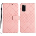 For Samsung Galaxy S20 Rhombic Grid Texture Leather Phone Case(Pink)