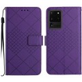 For Samsung Galaxy S20 Ultra Rhombic Grid Texture Leather Phone Case(Purple)