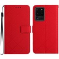 For Samsung Galaxy S20 Ultra Rhombic Grid Texture Leather Phone Case(Red)