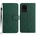 For Samsung Galaxy S20 Ultra Rhombic Grid Texture Leather Phone Case(Green)