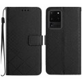 For Samsung Galaxy S20 Ultra Rhombic Grid Texture Leather Phone Case(Black)
