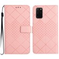 For Samsung Galaxy S20+ Rhombic Grid Texture Leather Phone Case(Pink)