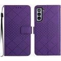 For Samsung Galaxy S21 FE 5G Rhombic Grid Texture Leather Phone Case(Purple)