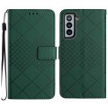 For Samsung Galaxy S22+ 5G Rhombic Grid Texture Leather Phone Case(Green)