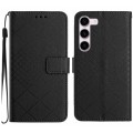 For Samsung Galaxy S23 5G Rhombic Grid Texture Leather Phone Case(Black)