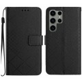 For Samsung Galaxy S23 Ultra 5G Rhombic Grid Texture Leather Phone Case(Black)