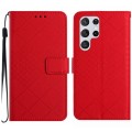 For Samsung Galaxy S24 Ultra 5G Rhombic Grid Texture Leather Phone Case(Red)