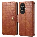 For Huawei nova 11 Denior Crocodile Texture Oil Edge Leather Phone Case(Brown)