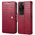 For Huawei P60 Denior Crocodile Texture Oil Edge Leather Phone Case(Rose Red)