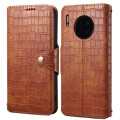 For Huawei Mate 30 Denior Crocodile Texture Oil Edge Leather Phone Case(Brown)