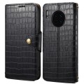 For Huawei Mate 30 Denior Crocodile Texture Oil Edge Leather Phone Case(Black)