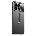 For Xiaomi Redmi K70 Frosted Metal Hybrid TPU Holder Phone Case(Black)