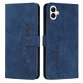 For Samsung Galaxy A05 Skin Feel Heart Embossed Leather Phone Case with Long Lanyard(Blue)