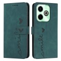 For Infinix Hot 40i Skin Feel Heart Embossed Leather Phone Case with Long Lanyard(Green)