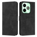 For Infinix Hot 40i Skin Feel Heart Embossed Leather Phone Case with Long Lanyard(Black)