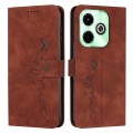 For Infinix Hot 40i Skin Feel Heart Embossed Leather Phone Case with Long Lanyard(Brown)
