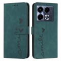 For Infinix Note 40 4G Skin Feel Heart Embossed Leather Phone Case with Long Lanyard(Green)
