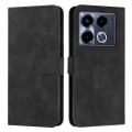 For Infinix Note 40 4G Skin Feel Heart Embossed Leather Phone Case with Long Lanyard(Black)