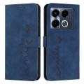 For Infinix Note 40 4G Skin Feel Heart Embossed Leather Phone Case with Long Lanyard(Blue)